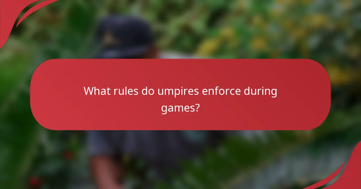 What rules do umpires enforce during games?